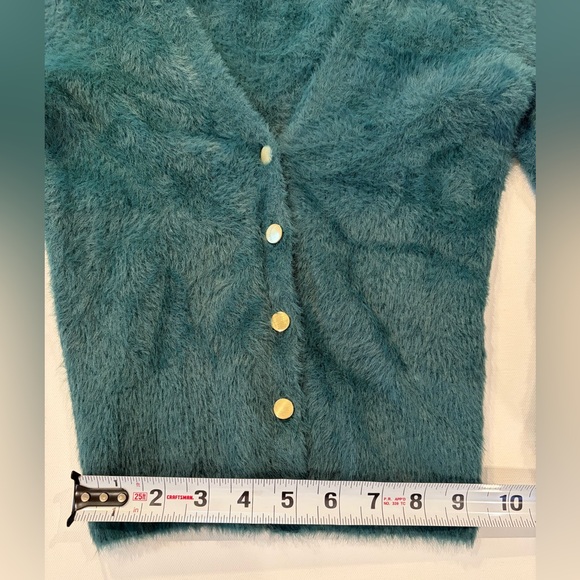 Abercrombie & Fitch Emerald Teal Fuzzy Cardigan XXS Soft A & F Collection - Picture 3 of 10